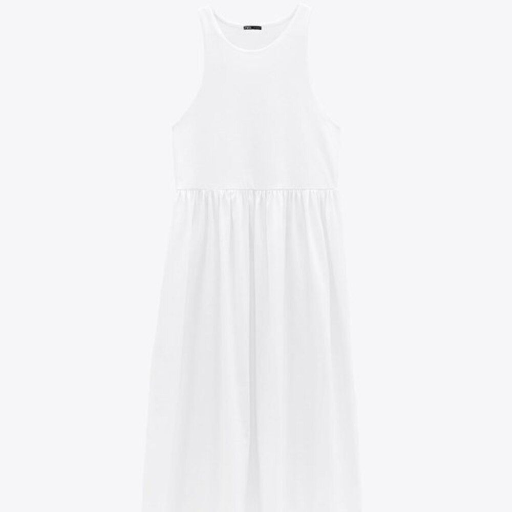 White Zara Racerback Sleeveless Midi Dress (NWT)